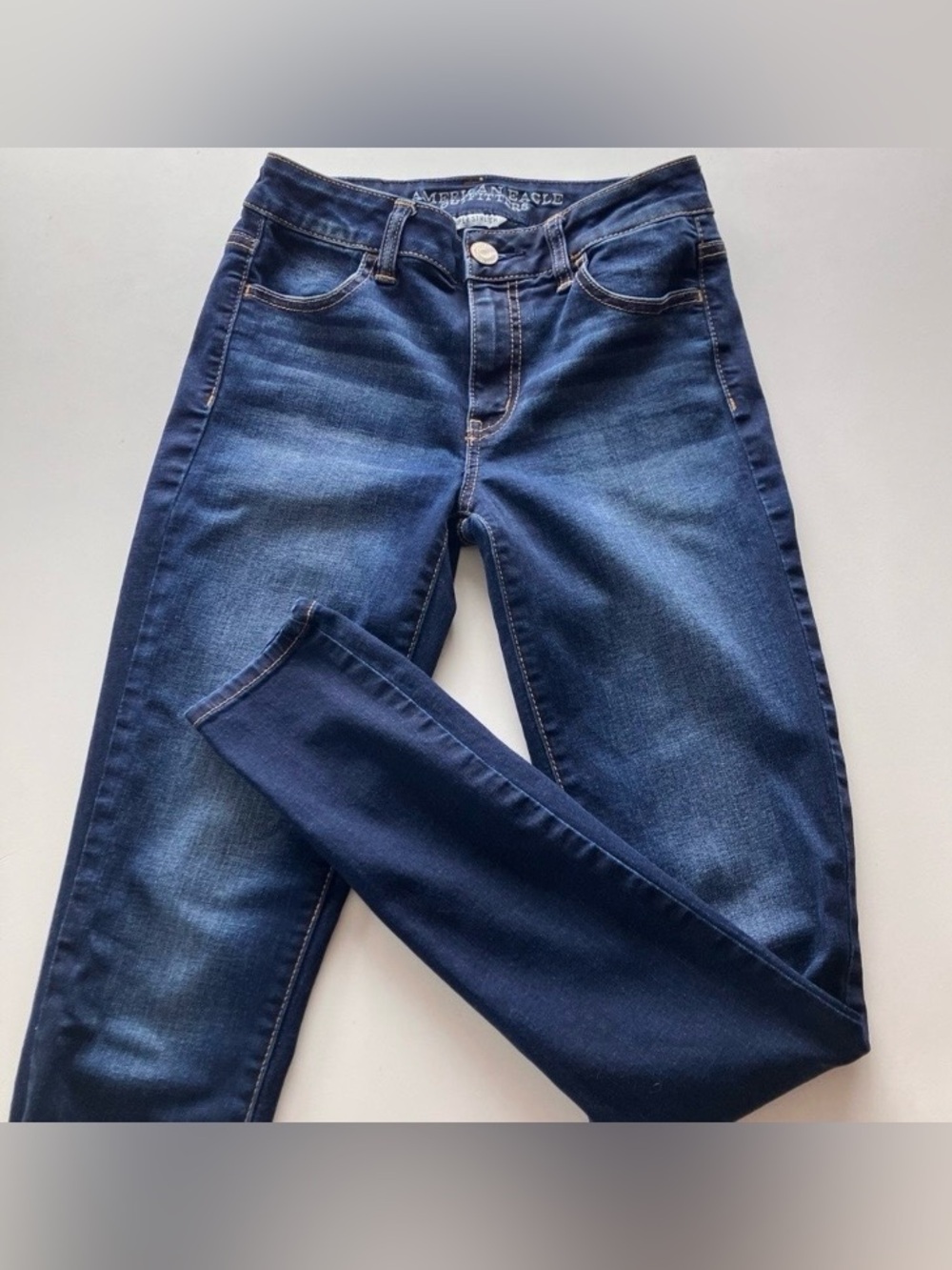 American Eagle Hi Rise Jegging Super Stretch Dark Wash Skinny Jeans Size 2 Long